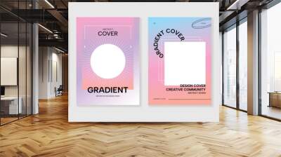 Gradient abstract cover background vector set. Minimalist style cover template with geometric shapes, frame, colorful and liquid color. Modern wallpaper design perfect for social media, idol poster. Wall mural