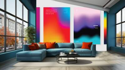 Gradient design background cover set. Abstract gradient graphic with geometric shapes, liquid, layers. Futuristic business cards collection illustration for flyer, brochure, invitation, media. Wall mural