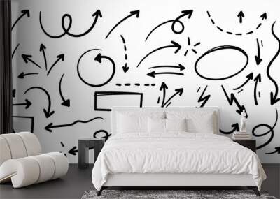 Hand drawn arrow mark icons vector Wall mural