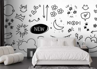 Hand drawn doodle vector set. Wall mural