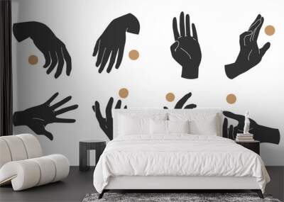 Hand icon, Hands linear style and fingers vector design in various poses for create logo and line arts design Template. Wall mural