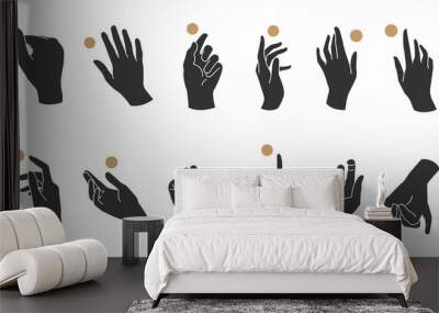 Hand linear style icon, Hands and fingers vector design in various poses for create logo and line arts design Template. Wall mural