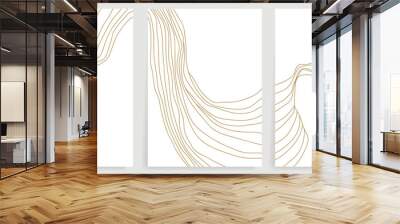 Luxury gold line art background vector. Minimalist modern contour drawing. contemporary abstract art design for wall art, wallpaper, home decoration, cover, printable painting. Vector Illustration. Wall mural