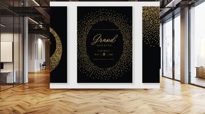 Luxury invitation card background vector. Golden curve elegant, gold dots gradient on dark color background. Premium design illustration for gala card, grand opening, party invitation, wedding. Wall mural