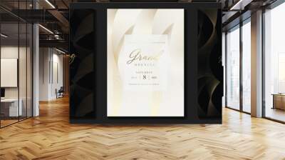 Luxury invitation card background vector. Golden curve elegant, gold lines gradient on dark and light background. Premium design illustration for gala card, grand opening, party invitation, wedding. Wall mural