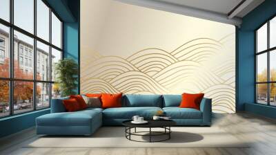 Luxury wallpaper design with Golden wave and natural line arts background. Golden line arts design for fabric, prints and background texture, Vector illustration.	 Wall mural