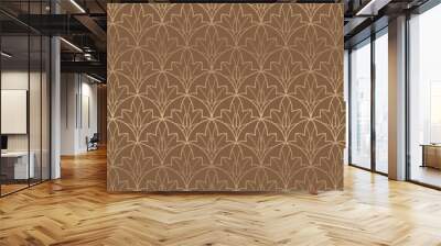 Luxury Wallpaper Vector. Golden Fabric design texture with 17:9 size. Art decoration with Geometric pattern consisting of lines, Trendy style background for Wrapping paper, cover background and print. Wall mural