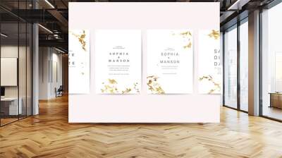 Luxury wedding invite cards collection. Set of white marble texture background and gold border frame you can apply at  wedding Invitation, Thank you Card, rsvp, posters, modern card design template.  Wall mural