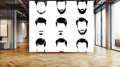 Men's Beard and Hair style Icon set for barber and hair cut logo and men fashion style - Vector. Wall mural