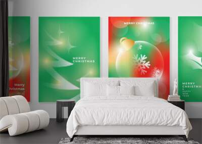 merry christmas concept poster set. cute gradient holographic background vector with vibrant color,  Wall mural