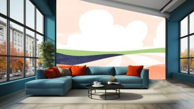 Minimal pastel sky and field landscape background Wall mural