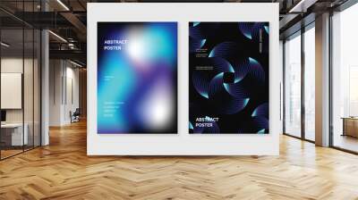 Modern gradient poster background vector set. Minimalist style cover template with vibrant blend line shapes collection. Ideal design for social media, cover, banner, flyer. Wall mural