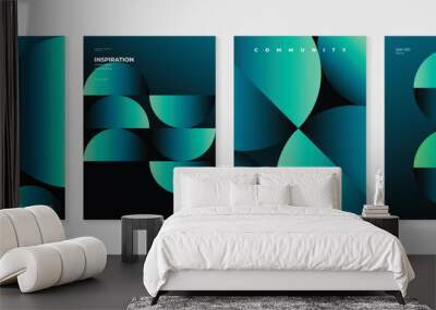 Modern gradient poster background vector set. Minimalist style cover template with vibrant perspective 3d geometric prism shapes collection. Ideal design for social media, cover, banner, flyer. Wall mural