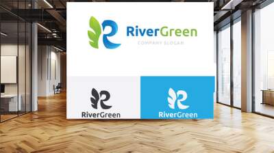 r letter logo,river green logo,green logo, eco logo,vector logo template. Wall mural