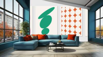 Retro geometric shapes cover background. Set of contemporary art wall decoration with circle dot pattern. Geometric posters in trendy illustrated design for cover, banner, print, interior, fabric. Wall mural