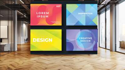 Set of template background design vector. Collection of creative abstract gradient vibrant colorful curve, geometric shape background. Design illustration for business card, cover, banner, wallpaper. Wall mural