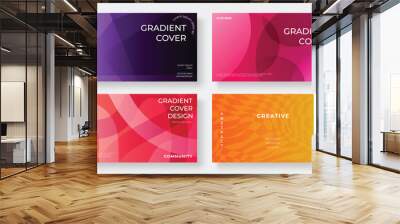 Set of template background design vector. Collection of creative abstract gradient vibrant colorful perspective 3d geometric shape background. Art design for business card, cover, banner, wallpaper. Wall mural