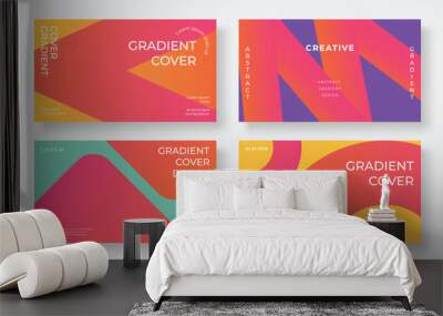 Set of template background design vector. Collection of creative abstract gradient vibrant colorful perspective geometric shape background. Art design for business card, cover, banner, wallpaper. Wall mural