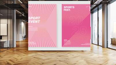 Sport event poster design background vector set. Running sport cover template with vibrant abstract gradient geometric shape. Ideal design for social media, flyer, promotion, card. Wall mural