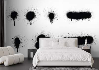 Spray Paint Vector Elements isolated on White Background, Lines and Drips Black ink splatters, Ink blots set, Street style. Wall mural