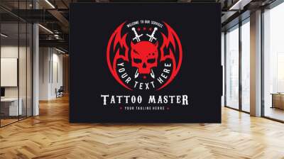 Tattoo logo,skull logo,vector logo template Wall mural