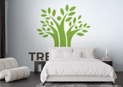 Tree logo,people tree logo,family logo,green logo,eco logo,vector logo template. Wall mural