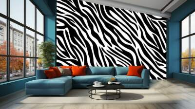 Trendy zebra skin pattern background vector. Animal fur, vector background for Fabric design, wrapping paper, textile and wallpaper. Wall mural