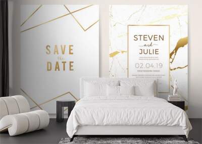 wedding cards with marble texture and gold. design for cover, banner, invitation, card Branding and identity Vector illustration. Wall mural