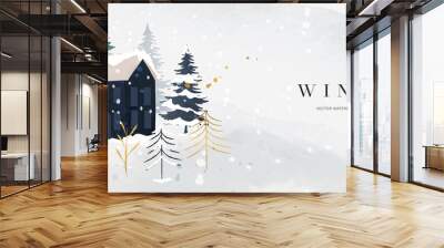 Winter background vector. Hand painted watercolor drawing for Christmas  and Happy New Year season. Background design for invitation, cards, social post, ad, cover, sale banner and invitation. Wall mural