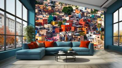 colorful cityscape of mexican city Guanajuato Mexico Wall mural