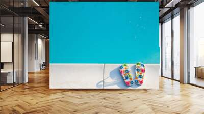 flip-flops near the swimming-pool Wall mural