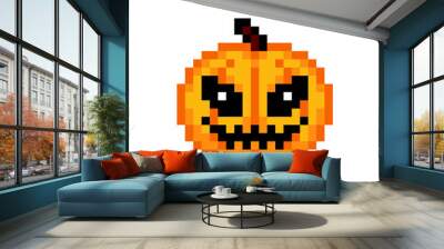 Halloween pumpkin in 8 bit pixel image. Vector Illustration. Wall mural