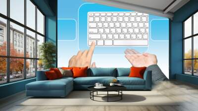 businessman hand pushing keyboard on a touch screen interface Wall mural