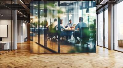 Business office with blurred people casual wear, with blurred bokeh background Wall mural