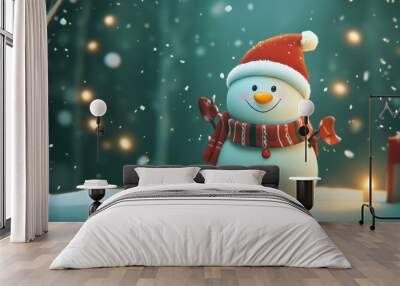 Christmas snowman background wallpaper Wall mural