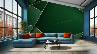 Geometric Green Pattern with Gold Wall mural