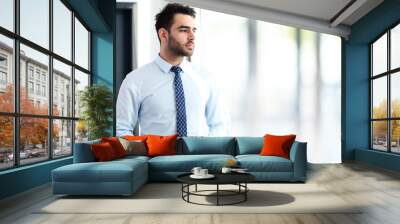 happy young business man work in modern office Wall mural