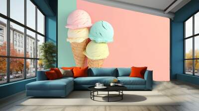 Pop cute ice cream wallpaper background Wall mural