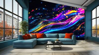 Abstract Colorful Liquid with Glittering Lights Wall mural