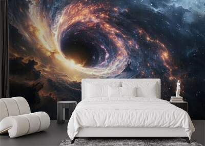 Black hole over star field in outer space Wall mural