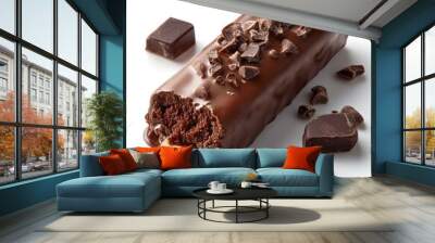 Chocolate Covered Ice Cream Bar on a White Background Wall mural