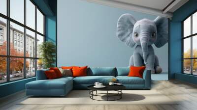 Cute elephant baby cartoon 3d on the right side with blank space for text Wall mural