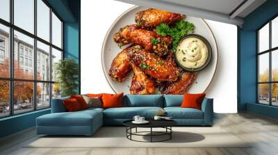 Delicious Chicken Wings with Creamy Dip Wall mural