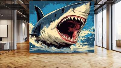 Great White Shark illustration Wall mural