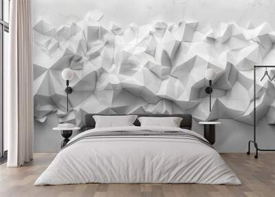 Mesh of three dimensional white triangles geometrical background wallpaper Wall mural