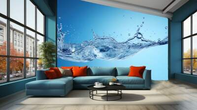 water splash is dropping onto a blue background, Wall mural