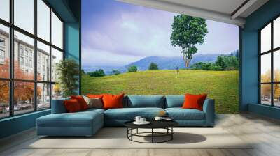 Tripod Set on a hill with a morning.landscape in thailand Wall mural