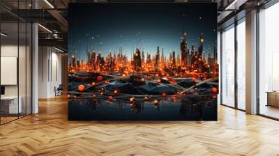 Abstract Cityscape with Glowing Lights Wall mural