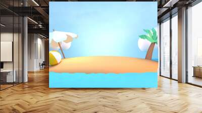 Cartoon tropical island. 3d rendering picture. Wall mural