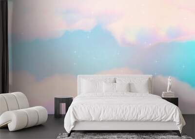 Pastel painted sky with glowing stars. 3d rendering picture. Wall mural